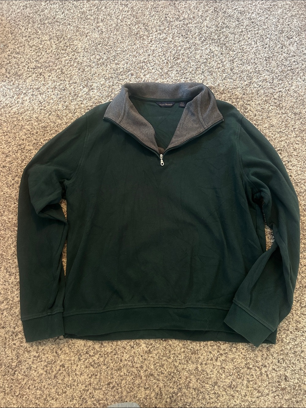 Scott Barber Green Half-Zip Pullover with Gray Collar